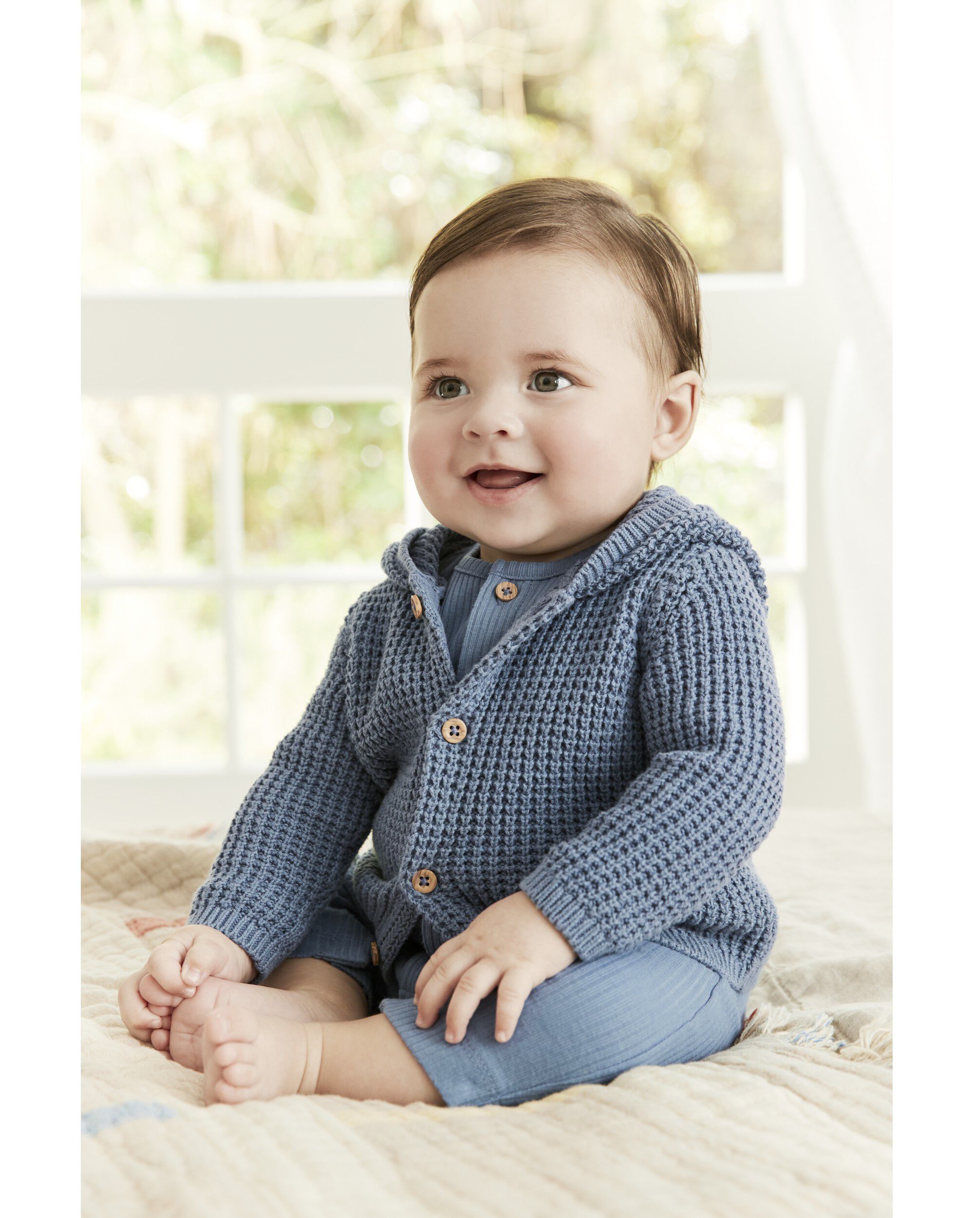 Blue Baby Hooded Cotton Cardigan Carter s Oshkosh Canada