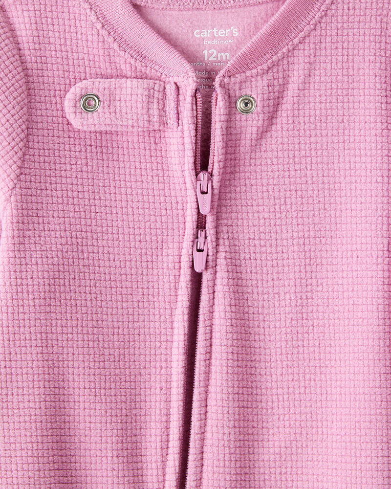 Baby Girl Fleece Loose Fit 1-Piece pyjamas-Pink, image 2 of 4 slides