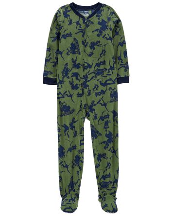 Pyjama 1 pièce à pieds en molleton à motif de planche à roulettes, 