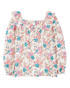 Kid Floral Woven Long-Sleeve Fashion Top - Floral, image 1 of 3 slides