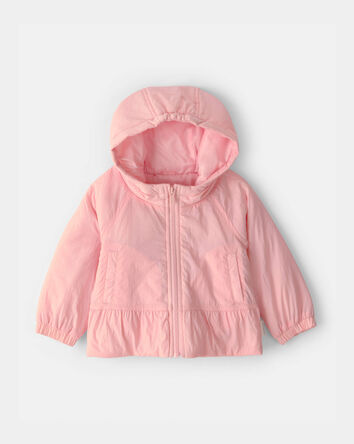 Baby Girl Mid Weight Pink Peplum Jacket- Pink, 