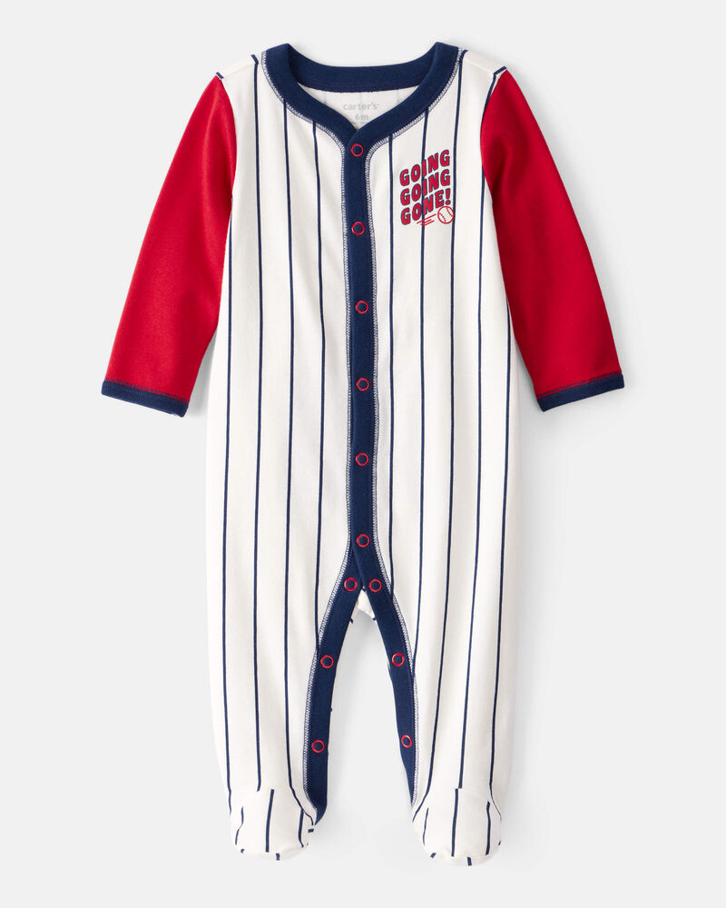 Baby Baseball Snap-Up Cotton Sleeper, image 6 of 7 slides