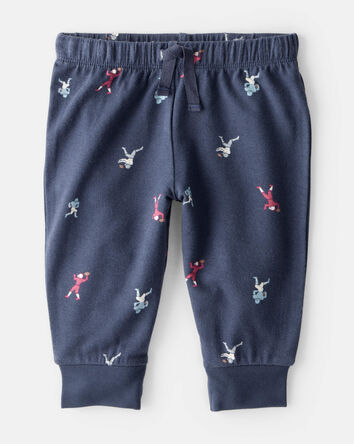 Baby Boy 2-Piece Football Print PurelySoft Long-Sleeve Tee & Pant Set - Blue, 