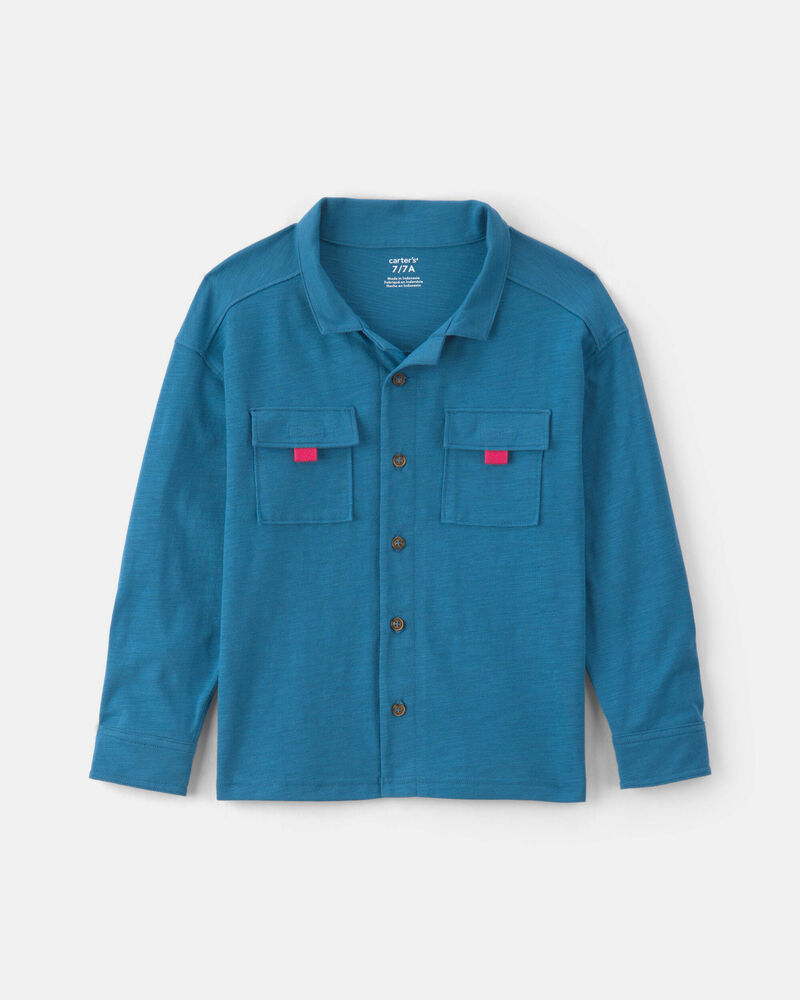 Boys Button-Down Shirt - Blue, image 1 of 4 slides