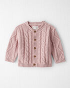 Baby Girl Organic Cotton Cable Knit Cardigan, image 1 of 4 slides