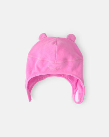 Baby Girl Fleece Hat With Chinstrap- Pink, 