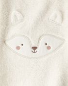Baby Girl Fox Velour Long-Sleeve Snug Fit Jumpsuit - White, image 2 of 3 slides