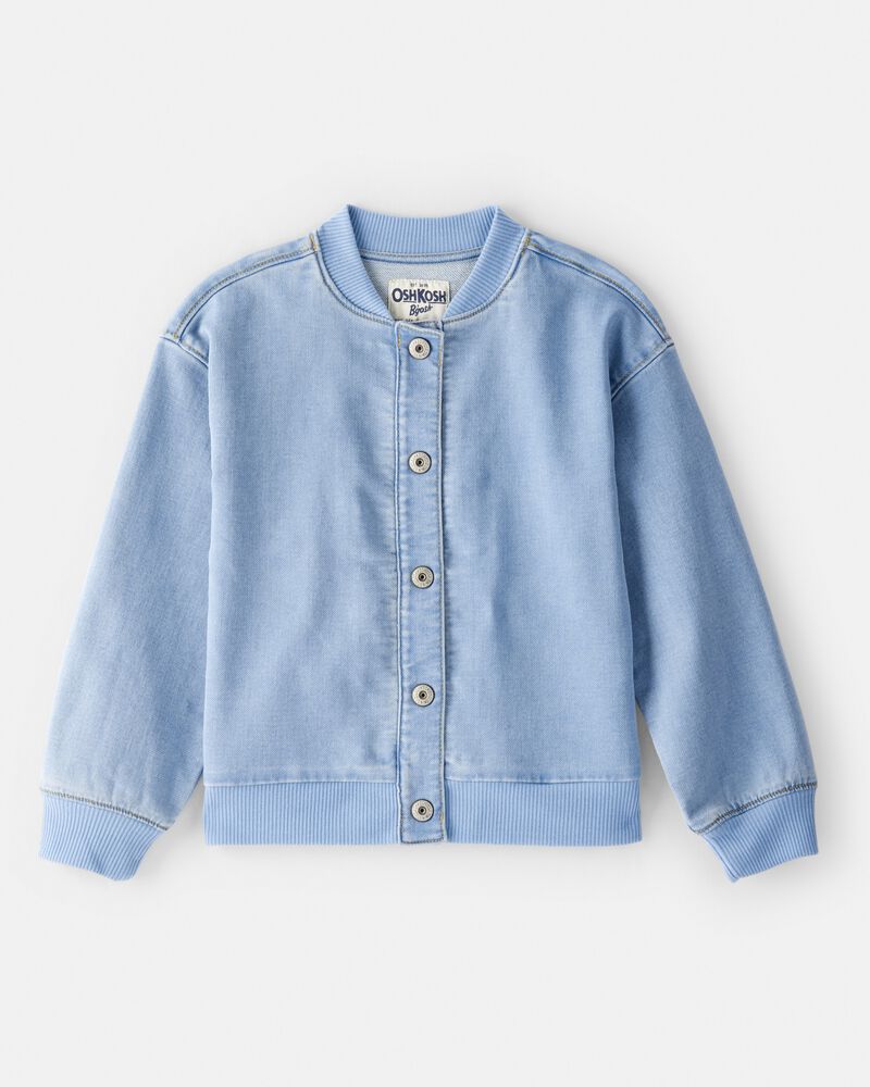 Filles - Blouson de style aviateur en denim d&eacute;lav&eacute; clair, image 1 sur 2 diapositives