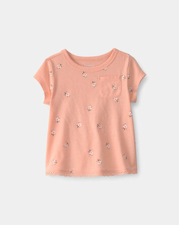 B&eacute;b&eacute; fille - Haut &agrave; fleurs - Orange, 