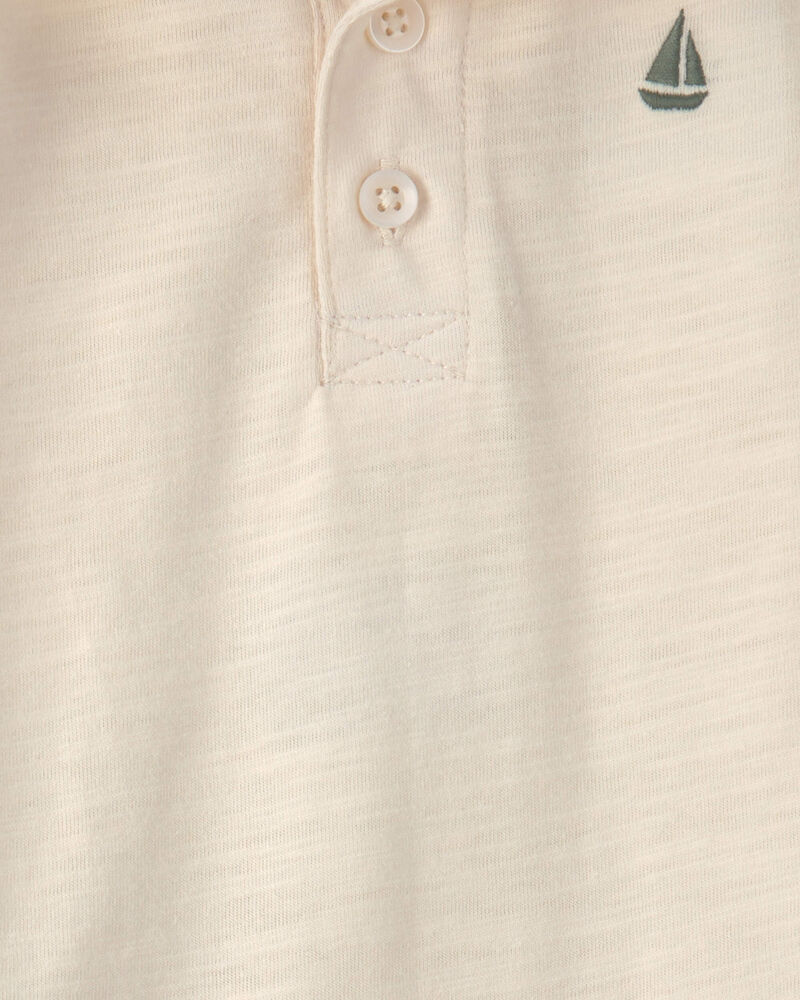 Baby Boy 2-Piece Polo Shirt & Short Set - Cream/Green, image 2 of 4 slides