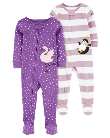 Toddler 2-Pack Footie 1-Piece Pyjamas Set, 