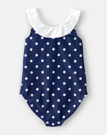 Tout-petit fille - Maillot de bain 1 pi&egrave;ce &agrave; pois - Bleu marine, 