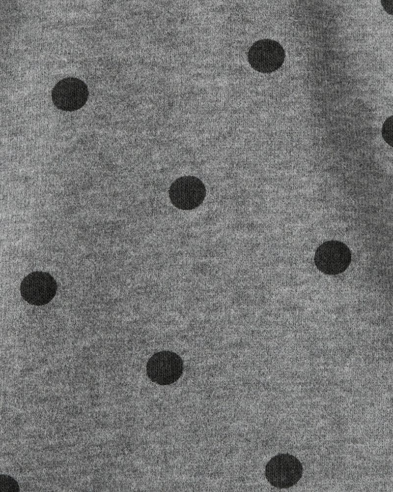 Baby Girl Flutter-Sleeve Polka Dot Long-Sleeve Top - Grey, image 2 of 3 slides