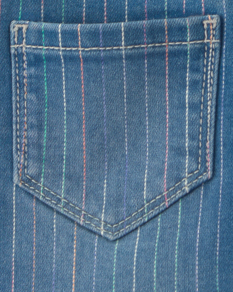 Baby Girl Rainbow Stripe Denim Skirtall - Medium Wash, image 3 of 4 slides