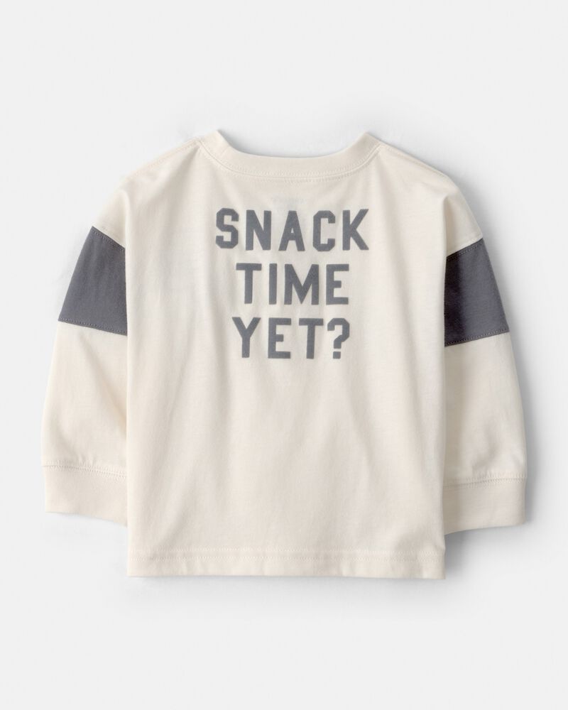 B&eacute;b&eacute; gar&ccedil;on - T-shirt &agrave; manches longues &agrave; imprim&eacute; biscuits et lait - Cr&egrave;me , image 2 sur 5 diapositives
