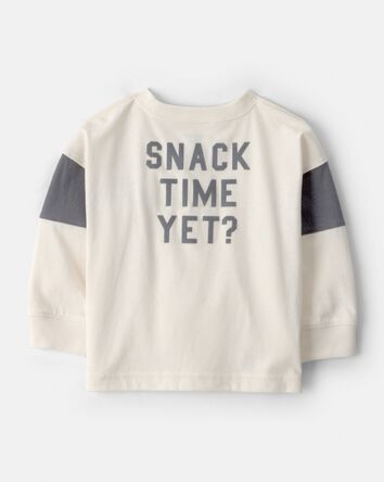 B&eacute;b&eacute; gar&ccedil;on - T-shirt &agrave; manches longues &agrave; imprim&eacute; biscuits et lait - Cr&egrave;me , 