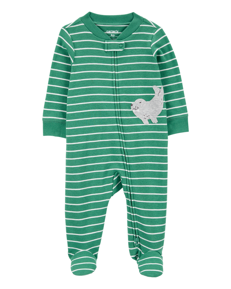 Baby Boys Baby Striped Walrus 2 Way Zip Sleeper Pyjamas NB Carter s