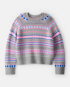 Girls Fairisle Sweater - Grey/Pink, image 1 of 3 slides