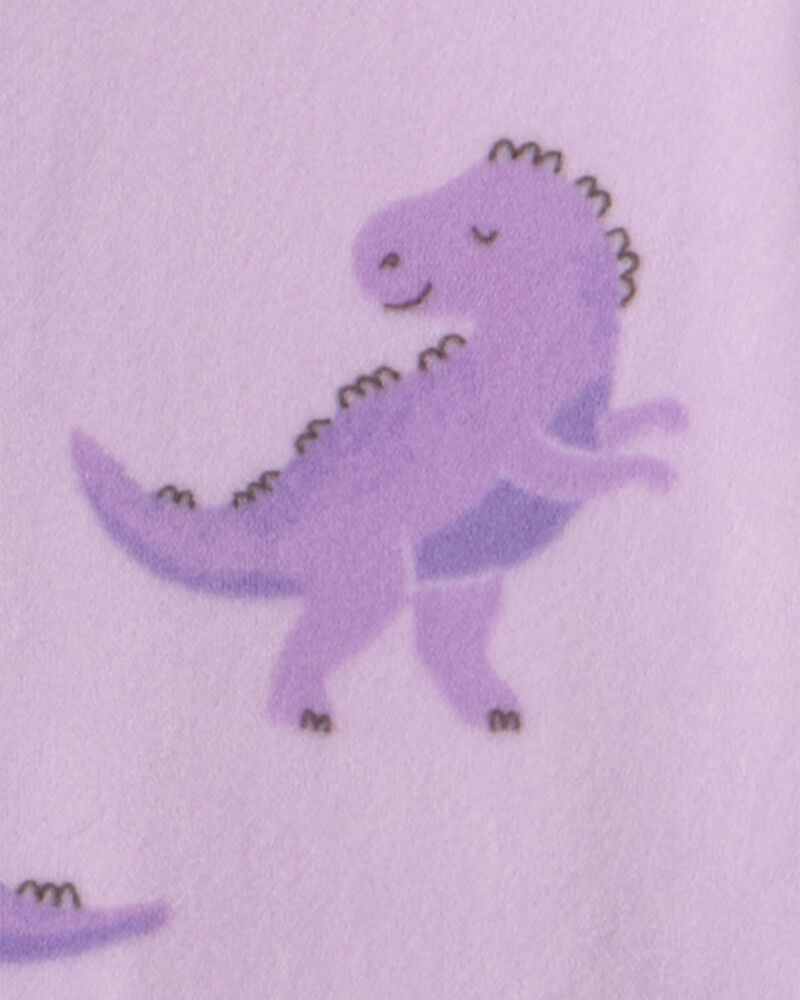 Baby Girl 1-Piece Dino 2-Way Zip DreamPlush Snug Fit Footed Pyjama - Purple, image 4 of 5 slides