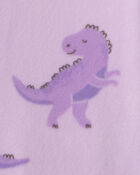 Baby Girl 1-Piece Dino 2-Way Zip DreamPlush Snug Fit Footed Pyjama - Purple, image 4 of 5 slides