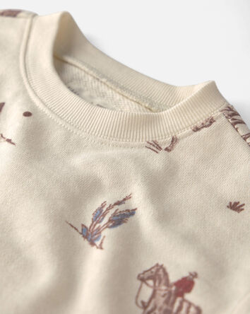 Tout-petit - Ensemble 2 pi&egrave;ces haut et pantalon en jersey bouclette de coton biologique &agrave; motif Rod&eacute;o western, 