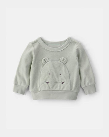 B&eacute;b&eacute; - Chandail en jersey bouclette &agrave; hippopotame - Vert, 