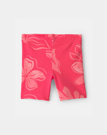 Toddler Girl Floral Bike Shorts - Coral, 