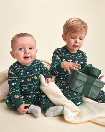 B&eacute;b&eacute; - Pyjama ajust&eacute; 1 pi&egrave;ce PurelySoft &agrave; motif jacquard de No&euml;l &ndash; Vert, 