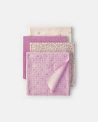Baby Girl 4-Pack Floral Receiving Blankets - Purple, image 1 of 5 slides