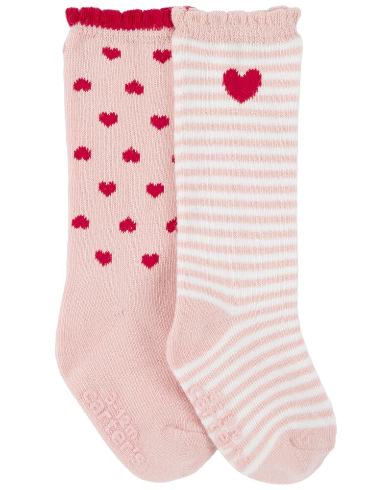 Rose Emballage de 2 paires de chaussettes aux genoux à motif de la  Saint-Valentin