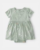 Baby Girl Bunny Short-Sleeve Bodysuit Dress - Green, image 1 of 5 slides