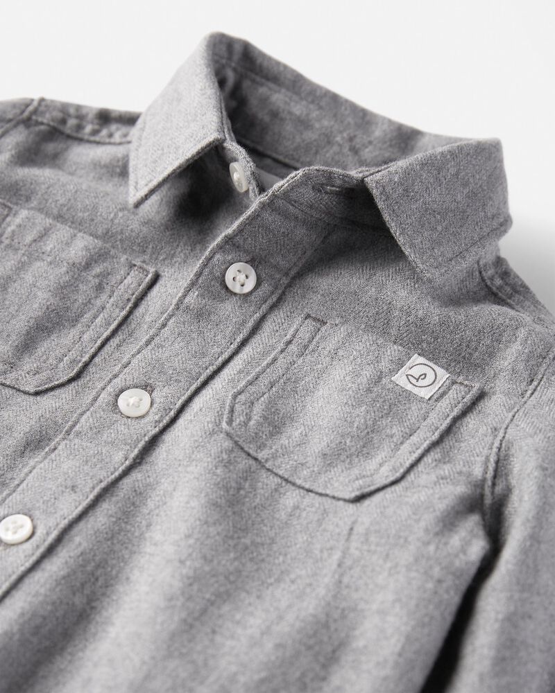 Baby Organic Cotton Cozy Flannel Button-Front Shirt, image 2 of 4 slides