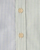 Toddler Boy Poplin Button-Down Shirt- Green/Blue, image 2 of 3 slides