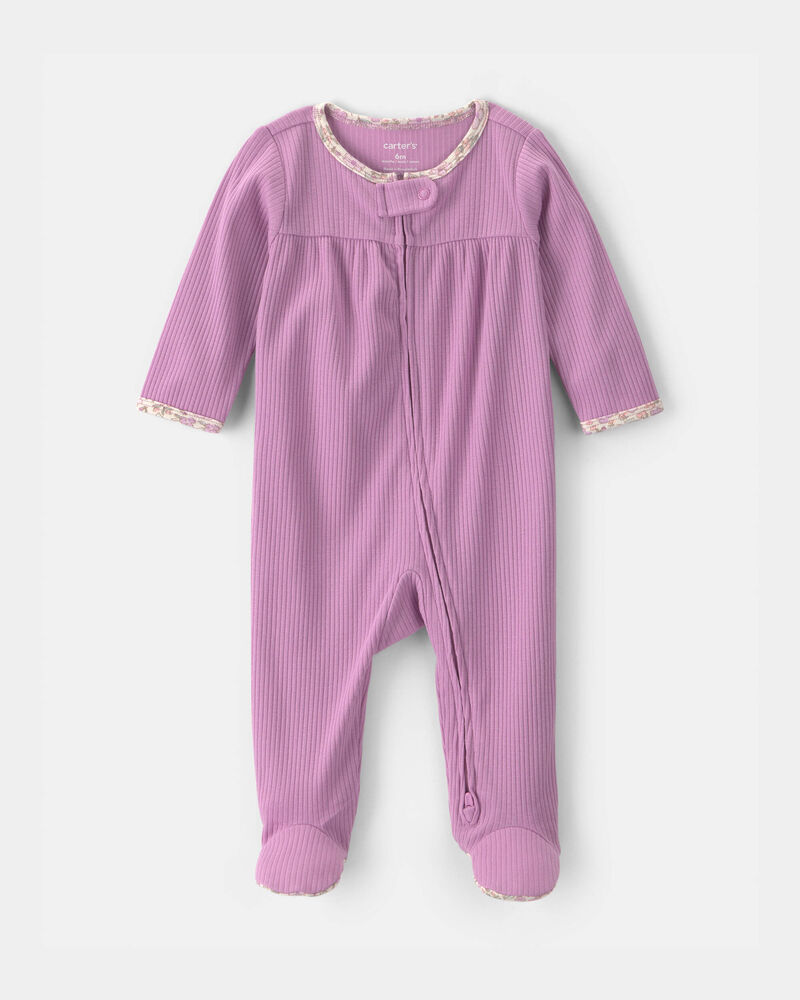 B&eacute;b&eacute; fille - Grenouill&egrave;re ajust&eacute;e &agrave; motif floral - Rose, image 1 sur 4 diapositives