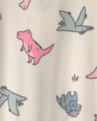B&eacute;b&eacute; fille - Grenouill&egrave;re en molleton &agrave; fermeture &agrave; glissi&egrave;re double sens et motif dinosaure - Cr&egrave;me, image 4 sur 4 diapositives