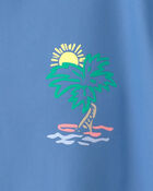 Toddler Boy Palm Tree Solid Short-Sleeve Rashguard - Blue, image 4 of 5 slides