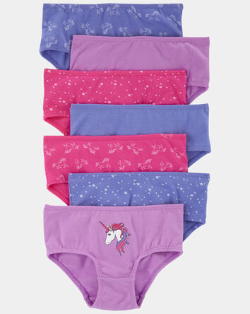 Filles - Emballage de 7 sous-v&ecirc;tements en coton extensible &agrave; motif de licorne, 