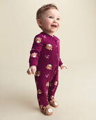 B&eacute;b&eacute; fille - Grenouill&egrave;re 100 % coton avec fermeture &agrave; glissi&egrave;re double sens &agrave; motif ourson &ndash; Mauve, image 2 sur 7 diapositives