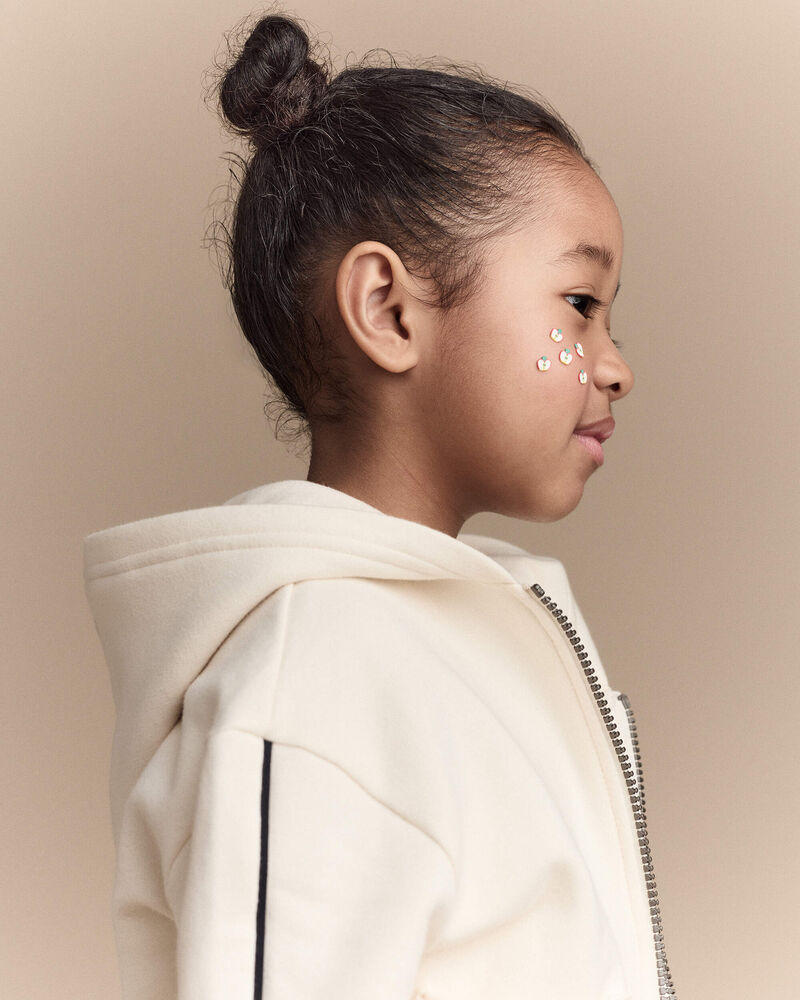 Toddler Girl Zip-Up Hoodie - Cream, image 3 of 7 slides