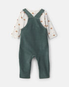 B&eacute;b&eacute; gar&ccedil;on - Ensemble 2 pi&egrave;ces salopette et manches longues &agrave; motif chien &ndash; Vert/Gris, image 2 sur 5 diapositives