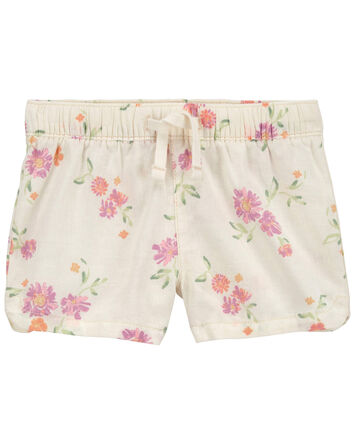 Floral Print Drawstring Sun Shorts, 