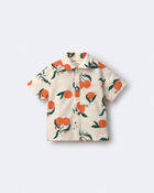 Tout-petit gar&ccedil;on - Chemise boutonn&eacute;e &agrave; manches courtes, motif Verger de cl&eacute;mentines - Cr&egrave;me, image 2 sur 6 diapositives