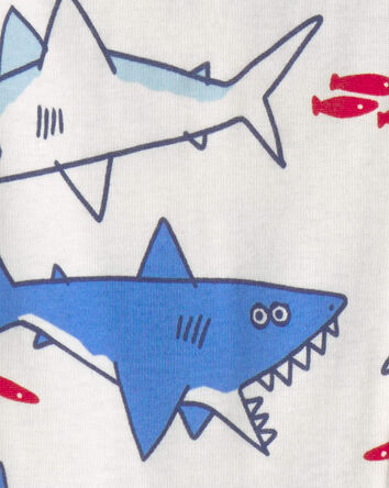 Toddler Boy Shark 100% Cotton Snug Fit 1-Piece pyjama - Ivory, 