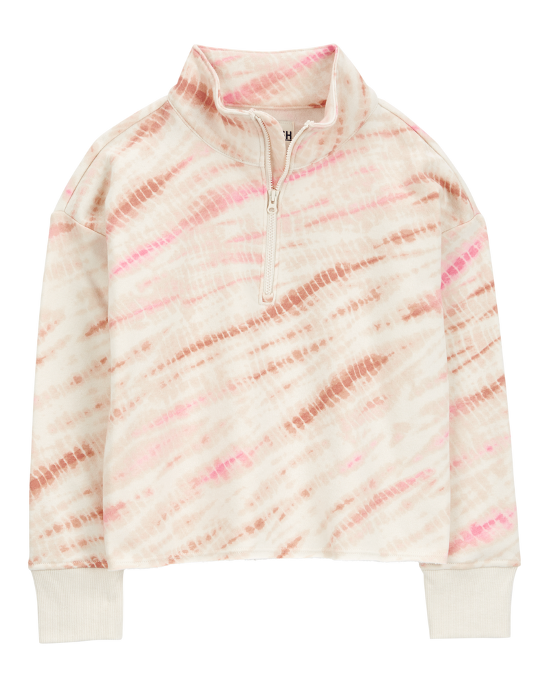 Kid Tie Dye Fleece Pullover - Pink/Ivory, image 1 of 3 slides