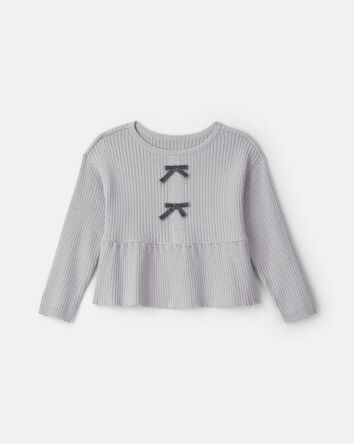 Toute-petit fille - Toute-petit fille - Chandail manches longues &agrave; n&oelig;uds &ndash; Gris, 