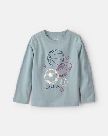 Toddler Boy 'Baller' Basketball Long-Sleeve Graphic Tee - Blue, 