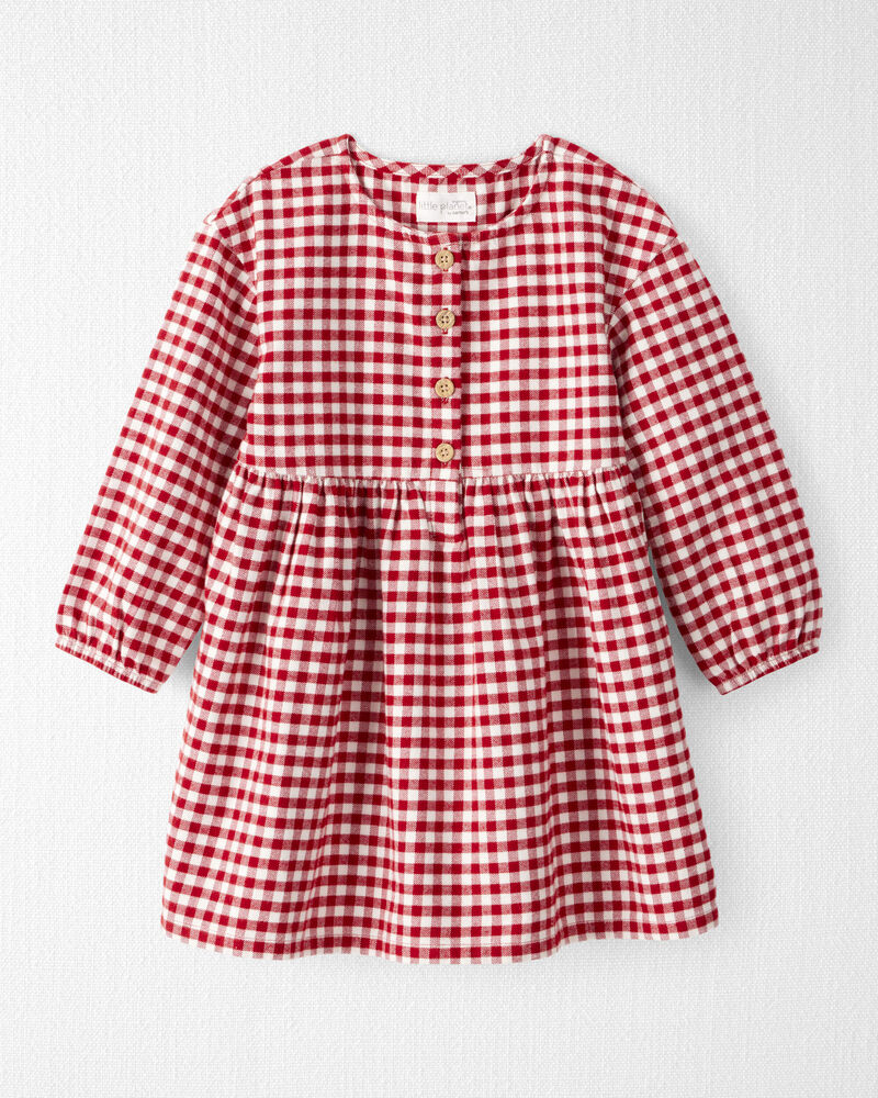 Toddler Girl Organic Cotton Flannel Dress, image 1 of 5 slides