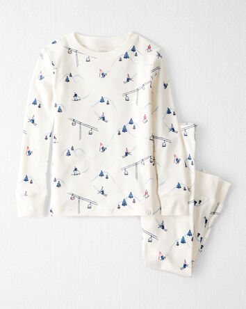 Toddler Organic Cotton Pyjamas in Snowy Slopes Print, 