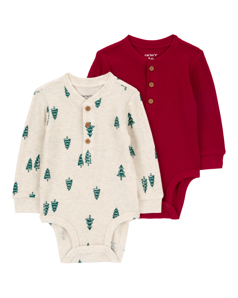 Baby 2-Pack Long-Sleeve Thermal Bodysuits, image 1 of 4 slides