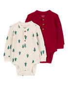 Baby 2-Pack Long-Sleeve Thermal Bodysuits, image 1 of 4 slides